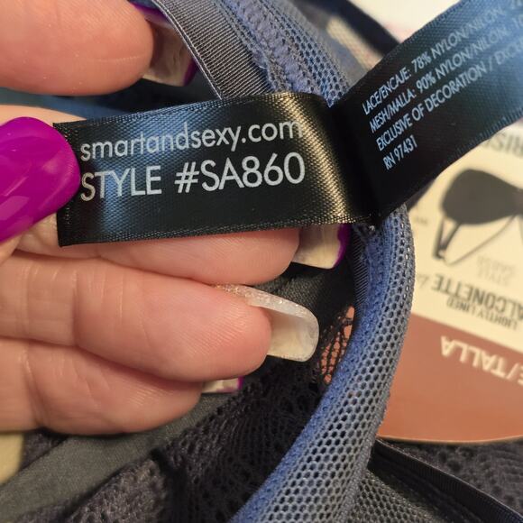 Smart & Sexy The Curvy Collection High Rise Cheekini Womens 10 Gray Lace Mesh - Picture 6 of 8